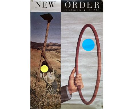 An original 1987 poster created to promote New Order's California dates in September 1987. Design by John Baldessari. Measure