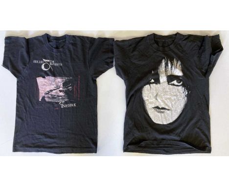 Four Siouxsie and the Banshees t-shirts, likely c 1980s. Sizing labels removed from all but one, a white cut off design (M). 