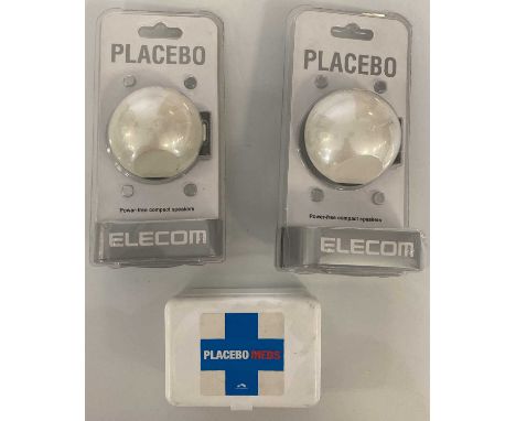 Placebo memorabilia: 'Meds' first aid kit, two still sealed Placebo compact speakers. 