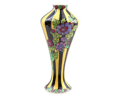 Earthenware vase with polychrome decor, design Charles Catteau for Boch Freres Keramis, Art Deco period ca. 1920, 34.5 cm hig