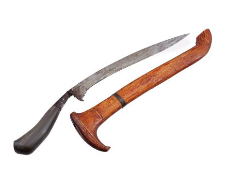 Rencong with metal sharp blade and horn handle in wooden sheath, Indonesia Aceh Sumatra early 20th century, 37 cm long