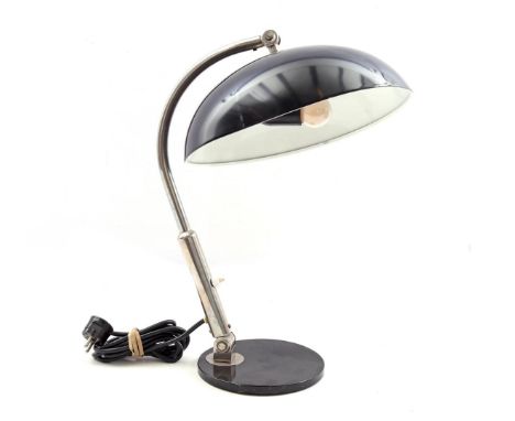 Herman Theodoor Jan Anthoin Busquet (1914-1977)Bauhaus black and chrome metal adjustable desk lamp with aluminum shade, desig