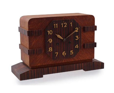Art Deco mantel clock, ca. 1930, 24.5 cm high, 39.5 cm wide