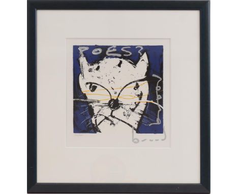 Herman Brood (1946-2001)Cat?, color lithograph 342/350, 20x20 cm, outside size is 44x41 cm