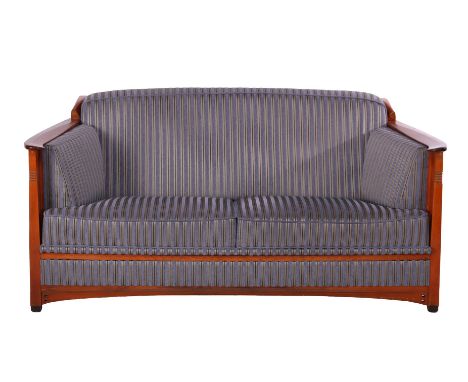 Oak 2 1/2-seater sofa with striped upholstery, design Frits Schuitema, 84 cm high, 174 cm wide, 85 cm deep
