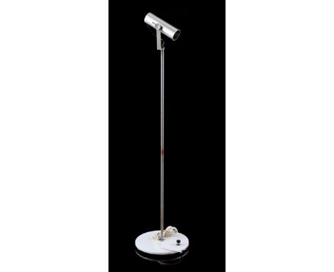 John & Sylvia ReidMetal floor lamp with adjustable aluminum shade, design John & Sylvia Reid executed by Rotaflex, England ca