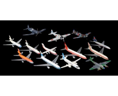 Lot of plastic scale model aircraft including EgyptAir, Finnaviation and China Eastern Cargo, largest 24 cm wide (various dam
