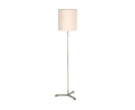Willem Hagoort3-light metal floor lamp with upholstered shade and wenge accents, design Willem Hagoort, executed by Hagoort l