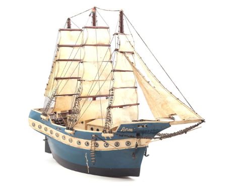 Scale model three-master, the Anna, 79 cm high, 98 cm long