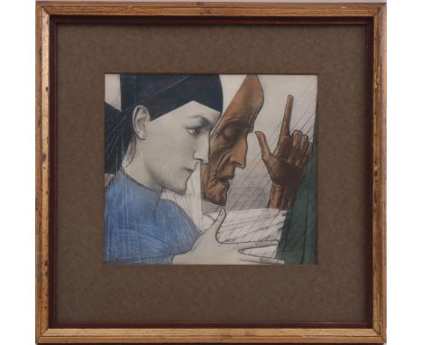 Jan Toorop (1858-1928)Devotee representation, color lithograph 23x27 cm