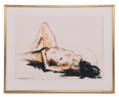 Bob ten Hoope (1920-2014)Reclining nude, color lithograph dated 1987, E.A., 53x74 cm, outside size is 73x93 cm
