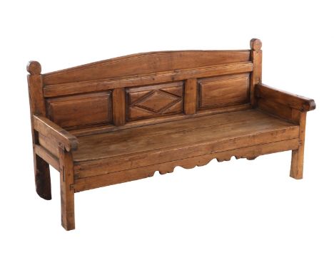 Colonial teak 3-seater sofa with panels in the back, 166 cm wide