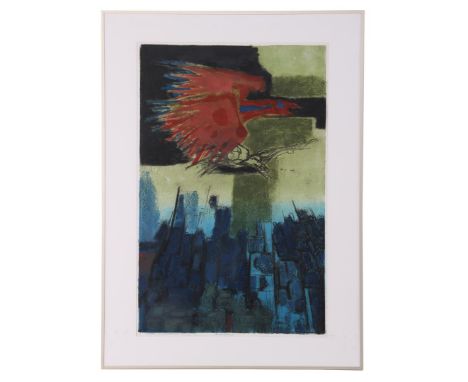 Ru van Rossem (1924-2007)Jodhpur, the blue city, color etching dated 1991, 13/31, 90x58 cm, outside size is 112x82 cm (glass 