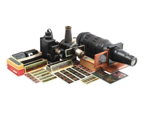 3 old magic lanterns and a number of pictures