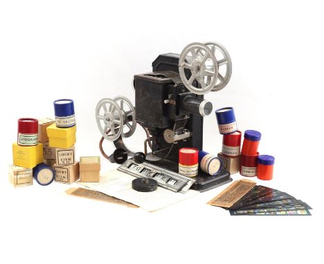 Metal magic lantern with various images, projector 29 cm high