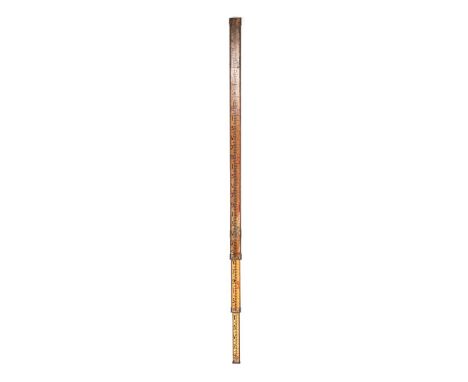 3-piece mahogany extendable measuring tool, total length 427 cm, retracted length approx. 153 cm