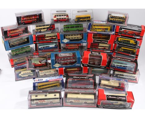 Collection of thirty Corgi and the Original Omnibus Company coaches and buses, to include Bristol K6A Hants &amp; Dorset, BMM