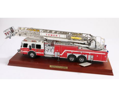 Franklin Mint Precision Models Emergency One HP105 Platform fire engine, on a plinth baseBase with fading, model would benefi