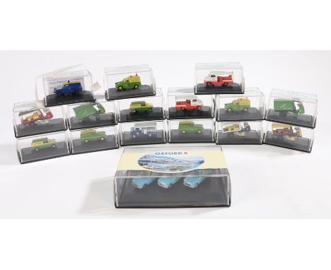 Collection of fifteen Oxford railway scale model vehicles, 1:76 scale, similar boxed set of three Walls ice cream vans (16)