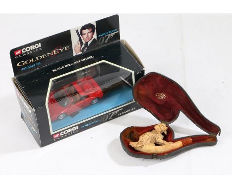 Corgi James Bond Goldeneye Ferrari 355, boxed, Meerschaum style pipe with bowl depicting a dog (2)