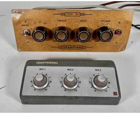 Grampian Type 54 Mic Mixer + National RP-980 Mic Mixer.Two vintage mic mixers. National was a Japanese brand which then becam