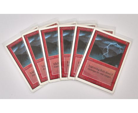 Magic The Gathering TCG - Lightning Bolt x6 Unlimited (1993).This lot contains six copies of Lightning Bolt from Unlimited. P