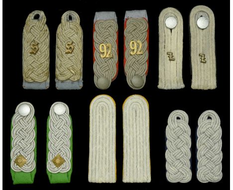 German Army Officers Shoulder Boards. Six matching pairs, comprising Cavalry rank of Leutnant, yellow underlay, slip-on, slig