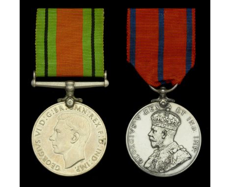 Pair: Police Constable D. Reardon, Metropolitan Police  Defence Medal; Coronation 1911, Metropolitan Police (P.C., D. Reardon