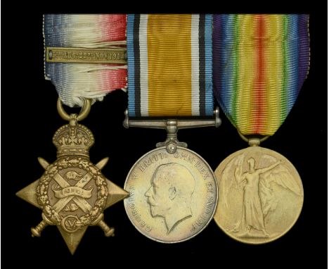 Three: Acting Corporal R. Brett, Scottish Rifles (Cameronians)  1914 Star, with copy clasp (10433 Pte. R. Brett. 2/Sco: Rif.)