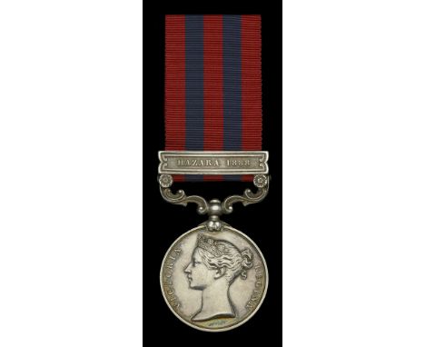 India General Service 1854-95, 1 clasp, Hazara 1888 (477 Pte H. Mathews 1st Bn. Suff R.) suspension slack, otherwise good ver