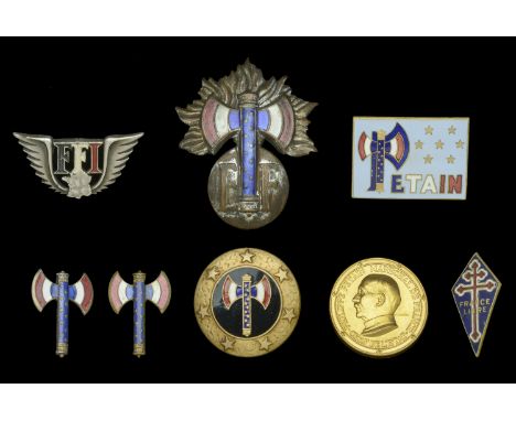 Vichy and Free French Second World War Badges. 5 enamel badges relating to Vichy French and the Second World War, including 1