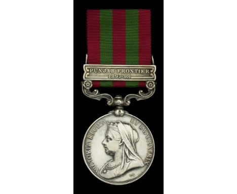 India General Service 1895-1902, 1 clasp, Punjab Frontier 1897-98 (93129. Gunr. C. H. Weatherley, “F” By. R.H.A.) very fine £