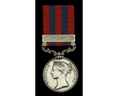 India General Service 1854-95, 1 clasp, Pegu (Gunr. John Bailey. Horse Arty.) obverse cleaned and polished, attractive lustre