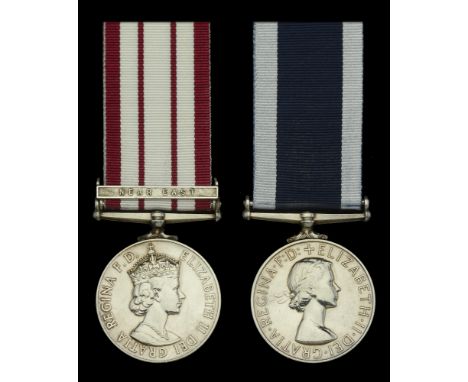 Pair: Petty Officer Steward K. Webster, Royal Navy  Naval General Service 1915-62, 1 clasp, Near East (P/LX. 801518 K. Webste