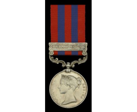 India General Service 1854-95, 1 clasp, Jowaki 1877-8 (2103 Pte. John Curtis. 2/9th. Foot.) minor edge bruise, light contact 