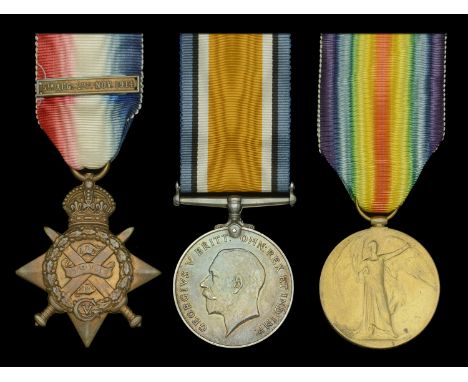 Three: Private W. T. Howe, Suffolk Regiment  1914 Star, with clasp (3-9352 Pte W. T. Howe. 2/Suff: R.); British War and Victo