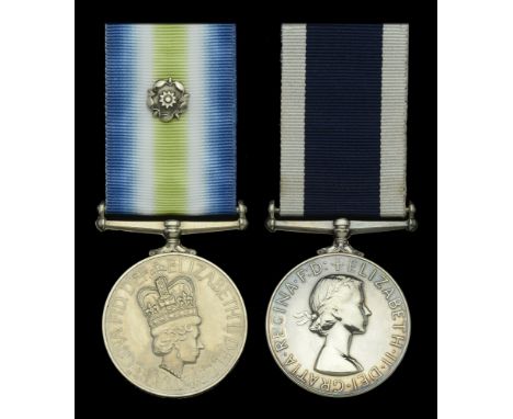 Pair: Petty Officer C. Brassington, Royal Navy  South Atlantic 1982, with rosette (ALS (R) C Brassington D149709W HMS Broadsw