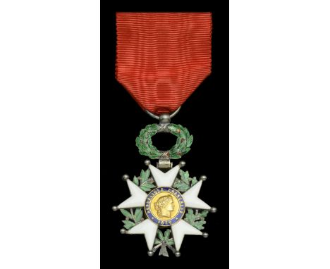 France, Third Republic, Legion of Honour, Chevalier’s breast badge, 55mm including wreath suspension x 43mm, silver, gold app