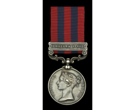 India General Service 1854-95, 1 clasp, Hazara 1888 (501 Pte A. Twitchett 1st Bn Suff. R.) suspension, very fine £140-£180