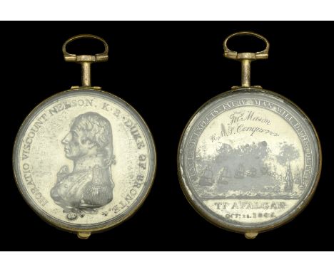 Matthew Boulton’s Medal for Trafalgar 1805, white metal, the reverse field contemporarily engraved ‘Jas. Mason, H.M.S. Conque