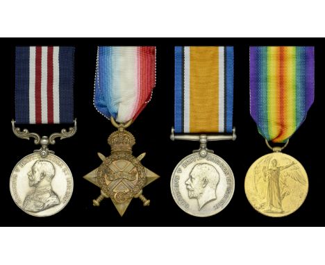 A Great War ‘German Spring Offensive’ M.M. group of four awarded to Gunner T. Miller, Royal Horse Artillery  Military Medal, 