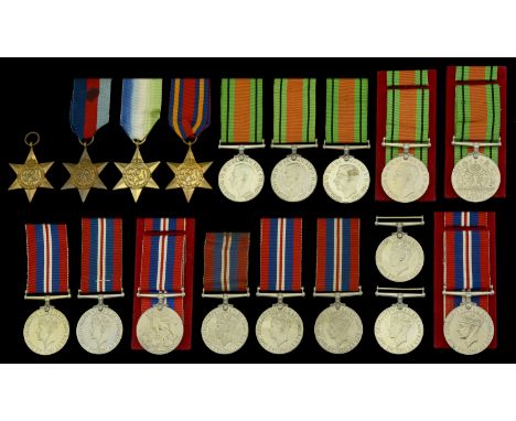 1939-45 Star (2); Atlantic Star; Burma Star; Defence Medal (5); War Medal 1939-45 (9), one of the War Medals with ‘ticker tap