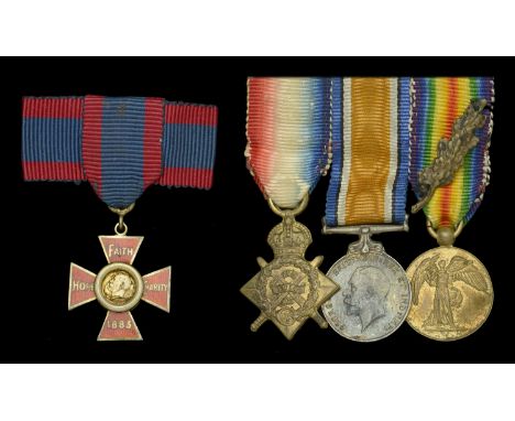 Miniature Medals: Royal Red Cross, 1st Class (R.R.C.), G.V.R., silver-gilt and enamel, on lady’s bow riband; 1914 Star; Briti