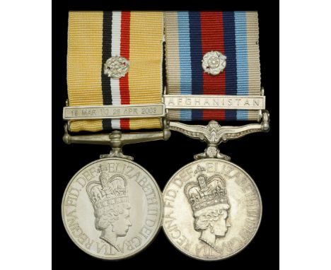 Pair: Marine R. W. Reynolds, Royal Marines  Iraq 2003-11, 1 clasp, 19 Mar to 28 Apr 2003 (Mne R W Reynolds P059173H RM); Oper