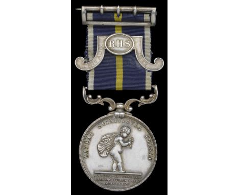 The Royal Humane Society Medal in Silver, with scarce Second Award Clasp awarded to Acting Captain H. Hopper, Royal Navy, who