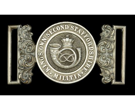 The (King’s Own) 2nd Staffordshire (Light Infantry) Militia Officer’s Waist Belt Clasp 1855-78. A standard pattern silver exa