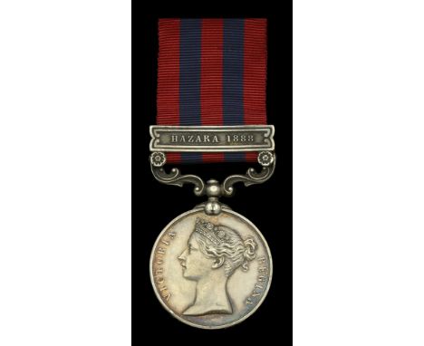 India General Service 1854-95, 1 clasp, Hazara 1888 (512 Pte G. Fuller 1st Bn Suff. R.) minor edge nicks, therefore very fine