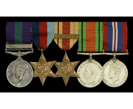 Five: Gunner S. J. Harris, Royal Horse Artillery  General Service 1918-62, 1 clasp, Palestine (860823. Gnr. S. J. Harris. R.H
