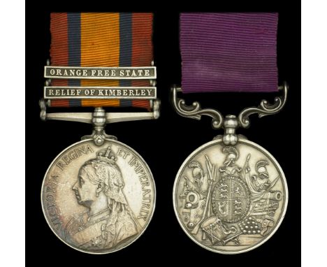 Pair: Battery Sergeant Major S. Whitehead, Royal Horse Artillery  Queen’s South Africa 1899-1902, 2 clasps, Relief of Kimberl