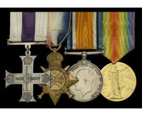 A Great War M.C. group of four awarded to Acting Major D. V. Webb, Leicestershire Regiment, who was five times wounded in act